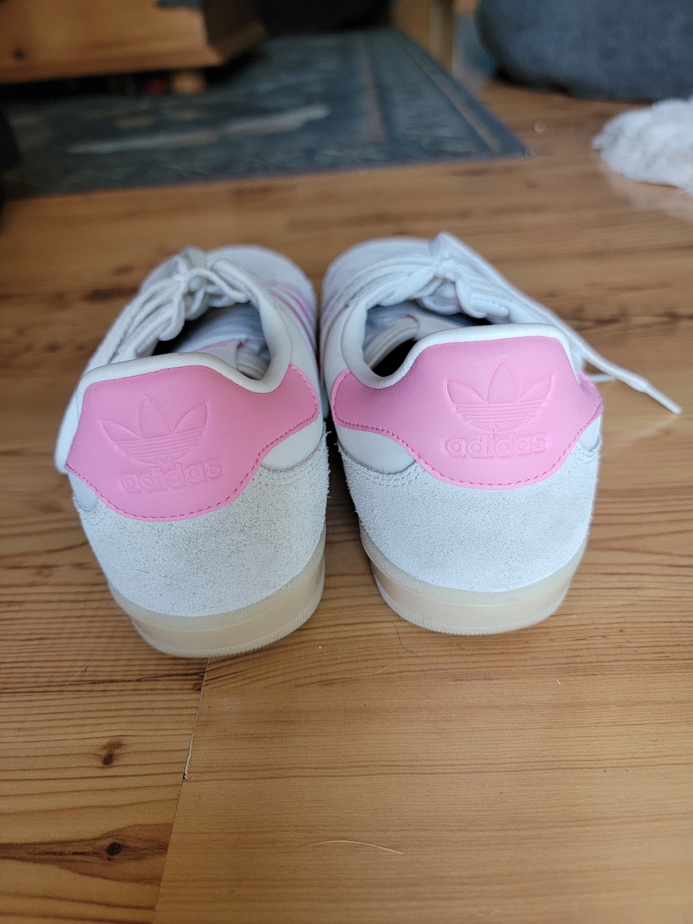 adidas Women's White Sneakers with Pink & Blue Stripes - Picture 4 of 9